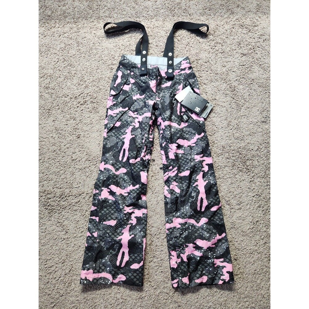 DC Shoes Y2K Zephyr Women's Snowboard Bib Pants XSL Black Pink Camo Exotex 10k